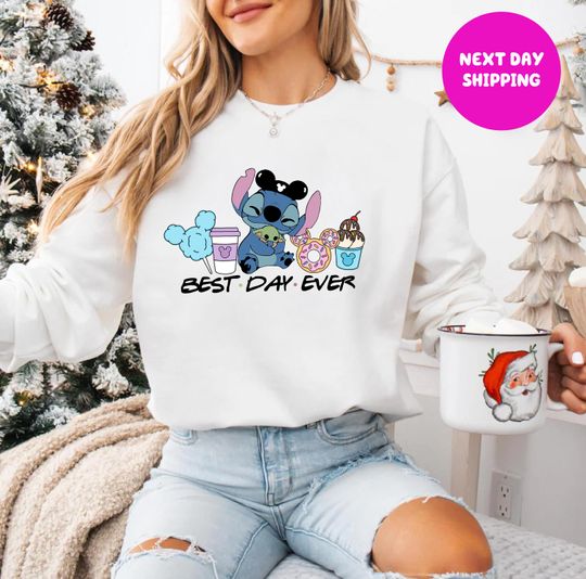 Discover Stitch Christmas Sweatshirt Best Day Ever Sweatshirt Disney Stitch Christmas Sweater Disney Matching Sweater Stitch Snack Christmas Sweater