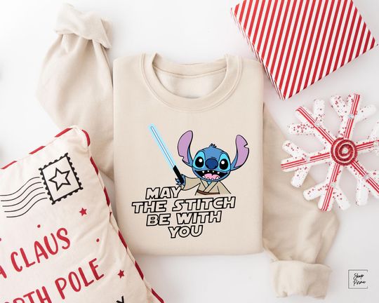 Discover May The Stich Be With You Sweater, Disney Stitch Star Wars Sweatshirt, Funny Disneyworld Stitch Sweater, Stitch Galaxy's Edge sweatshirt