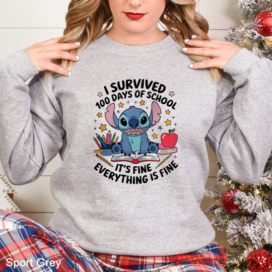 Discover stitch 100 days of school shirt, stitch back to school shirt, stitch sweatshirt, first 100 days of school, 100 days of school,132440
