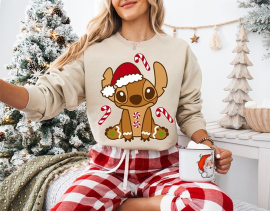 Discover Disney Stitch Christmas Sweatshirt, Stitch Gingerbread Christmas Gift T-Shirt