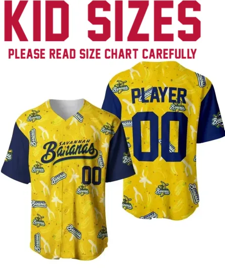Discover Custom Savannah Bananas Baseball Jersey Unisex Kids and Youth TMB5640