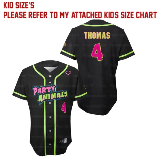 Savannah Bananas Party Animal Baseball Jersey #4 Kid Shirt Youth Size TMB5613