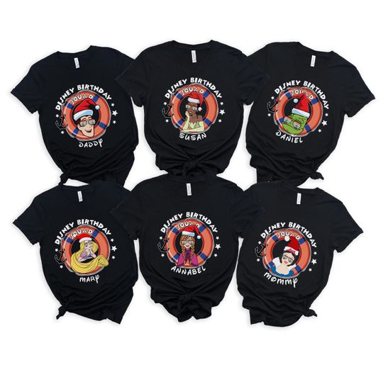 Discover Personalized Christmas Disney Birthday Cruise Squad Shirt, Christmas Disney Family Cruise Trip, All Characters Disney Cruise Shirt, 400107