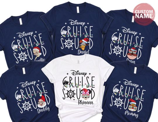 Discover Personalized Christmas Disney Cruise Squad 2025 Shirt, Christmas Disney Character Cruise Family Matching with Custom Names Shirts, 100946
