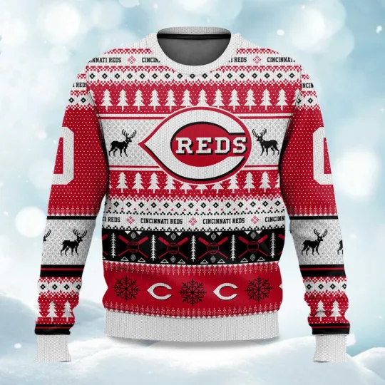 Discover Christmas Reds Baseball Personalized Ugly Christmas Sweater Holiday Fan Gift