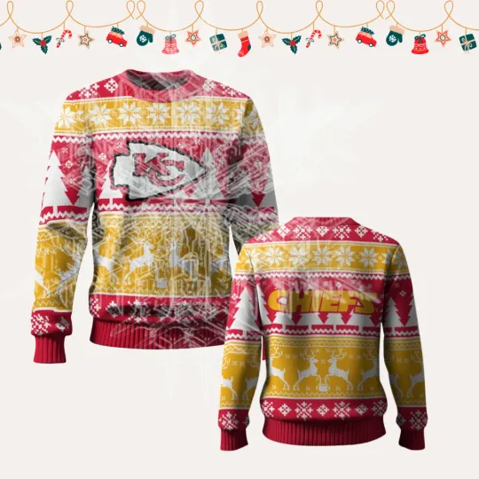 Discover 2025 Christmas Ch.iefs Reindeer Football Ugly Sweater