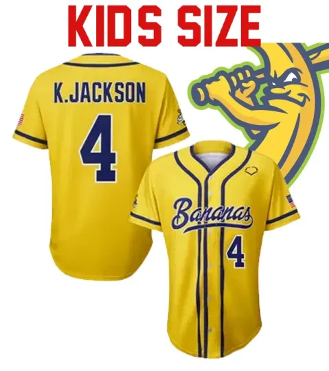 Discover Savannah Bananas #4 Jackson Kids Youth Size Baseball Jersey S-5XL IN218