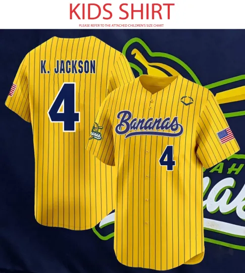 Discover NEW Savannah Bananas #4 KJ Jackson Baseball Jersey Kid S-5XL IN217