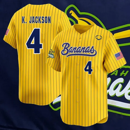 Savannah Bananas #4 KJ Jackson Baseball Jersey SHIRT Full Size S-5XL