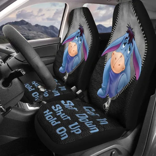 Discover Cartoon Blue Donkey Car Seat Cover