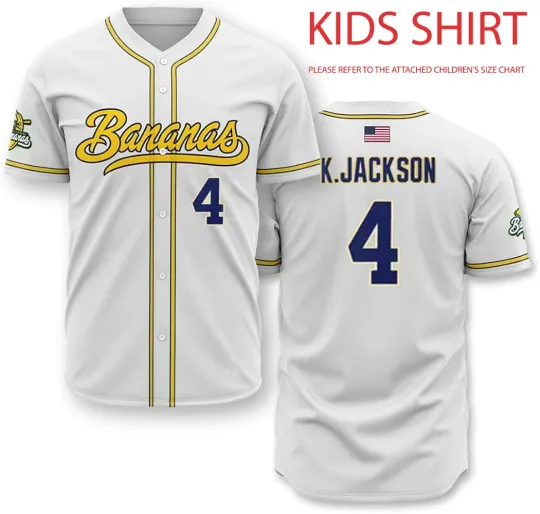 Discover NEW Savannah Bananas #4 Jackson Baseball Jersey Kids S-5XL IN216