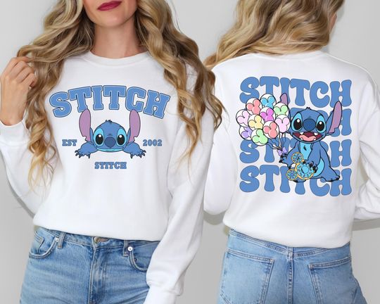 Discover Disney Stitch Sweatshirt, Disney Character Shirt, Magic Kingdom T-Shirt, Stitch Ballons Sweater, Disneyland Vacation Shirt