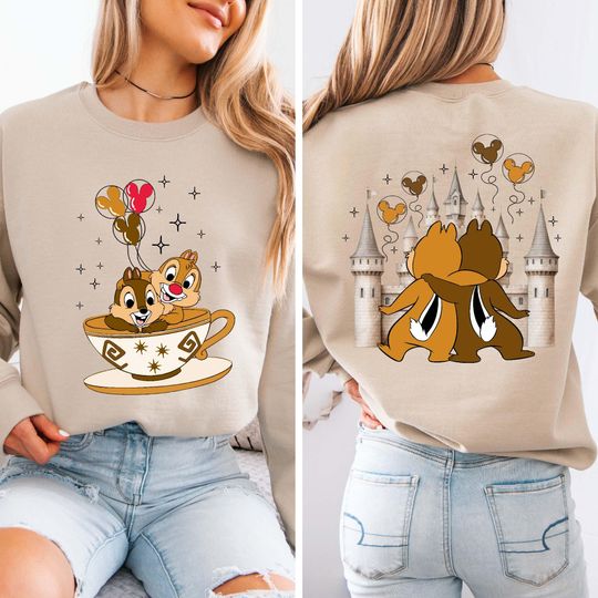 Discover 2 Sided Chip And Dale Sweatshirt, Disney Double Trouble Sweatshirt, Chip N Dale Magic Castle Hoodie, Disney Family Sweater, Disney Trip