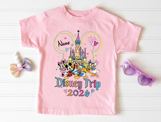 Discover Custom Disney Trip 2026 Shirts, Mickey and Friends Shirt, Disneyland Family Vacation T-Shirt, Personalized Disney Magic Kingdom Shirt