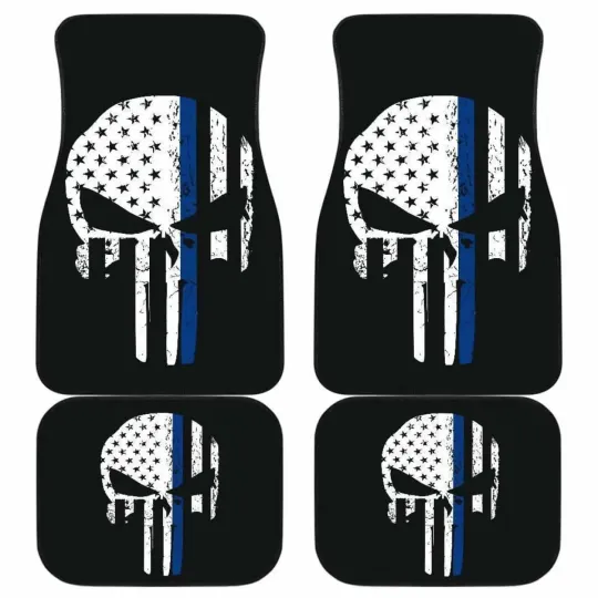 Discover Thin Blue Line Punisher Skull Police Car Mats Universal Fit  Car Accessories