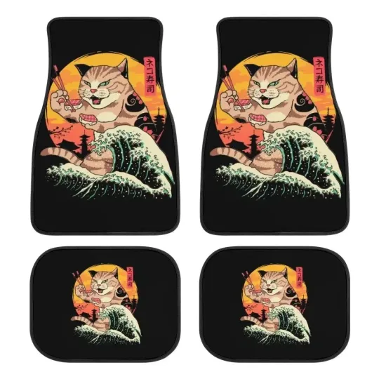 Samurai Cat Anime Car Mats