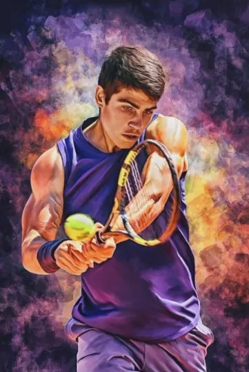 Carlos ALCARAZ Poster Print A4 Wimbledon Tennis Player, Stocking Filler Gift