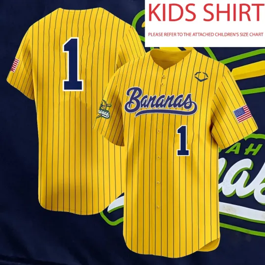 NEW Savannah Bananas #1 Baseball Jersey T Shirt All Size