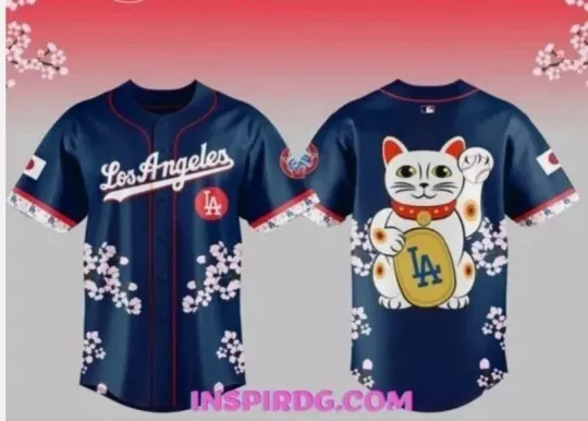 Dodgerr Japanese lucky Cat baseball jersey S-5XL