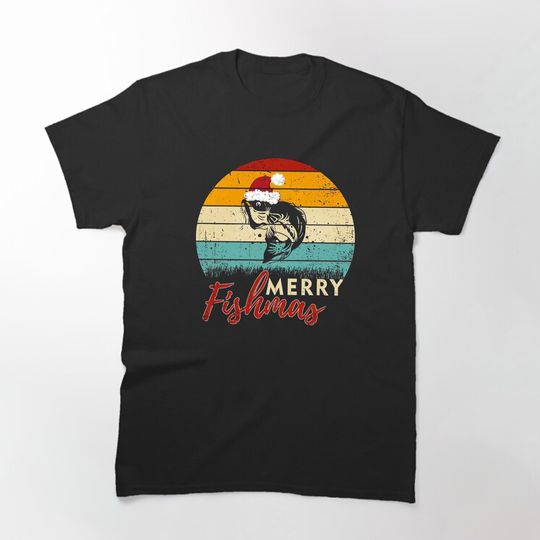 Discover Merry Fishmas T-Shirt, Funny Christmas Fishing Tee