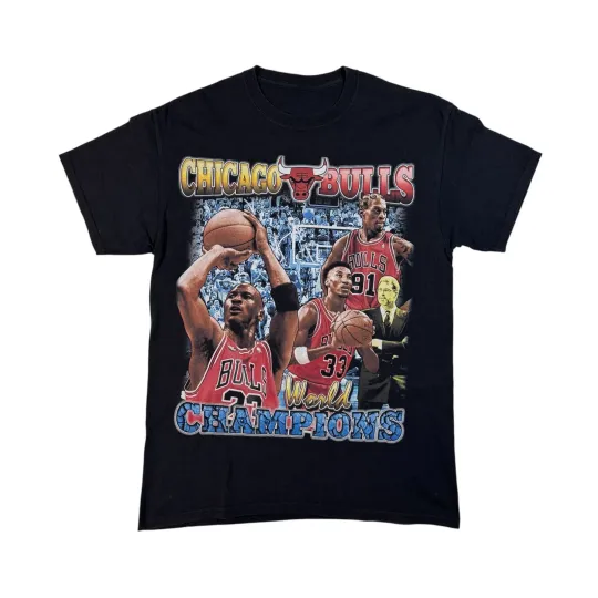 Chicago Bulls Champions T-shirt Basketball Team Collage Graphic
