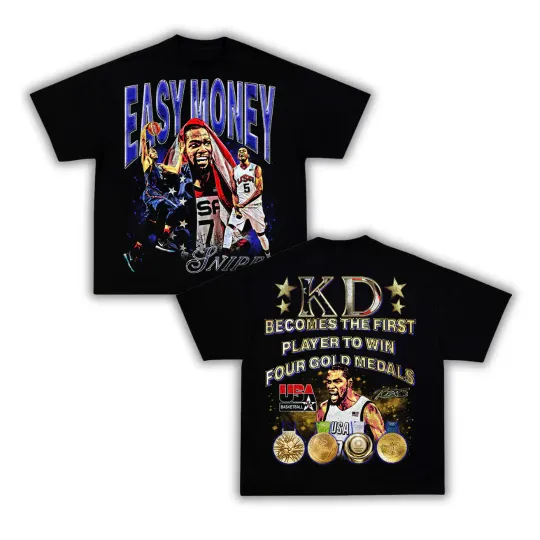 Discover Easy Money KD Durant Boxy Vintage Graphic Basketball Tee Streetwear Y2K