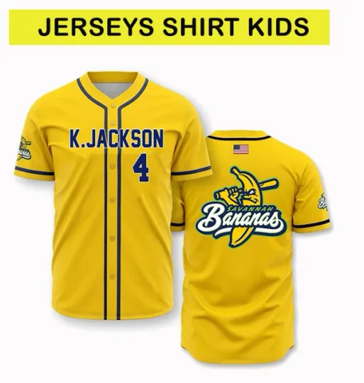 Discover kids  Savannah Bananas #4 KJ Jackson Baseball Jersey