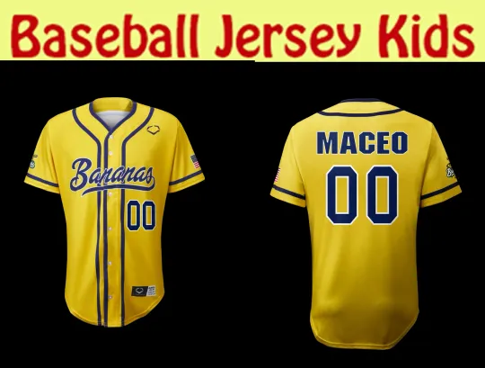 Discover Maceo #00 Gifl Savannah Bananas Jersey Kids YOUTH Party Yellow