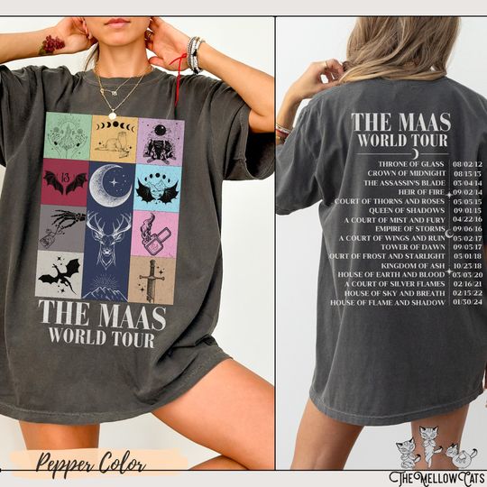 Sarah J. Maas World Tour Comfort Colors tee, Licensed SJM merch, Throne of Glass TOG shirt