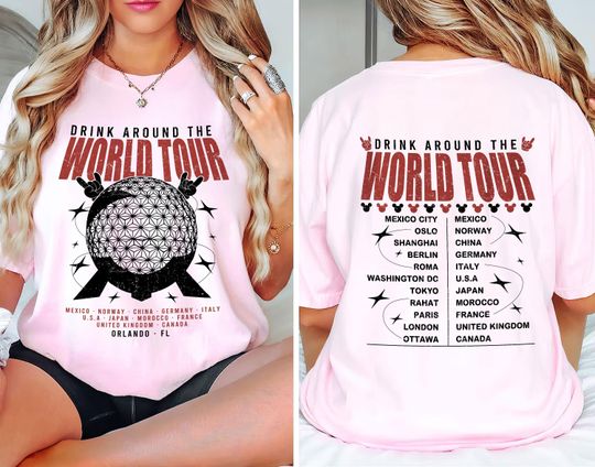 Discover 2 Sided Epcot World Tour Shirt, Drink Around The World Shirt, Group Trip Shirt, Epcot World Shirts
