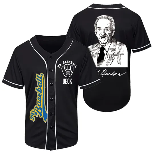 Discover Bob Uecker Brewers Navy Bob Uecker Baseball Jersey Men