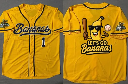 Discover HOT Men Savannah Bananas #1 Baseball Jersey New 3D Short Sleeve