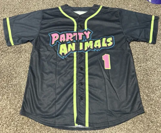 Discover NEW Party Animals Baseball Jersey Black Savannah Bananas #1