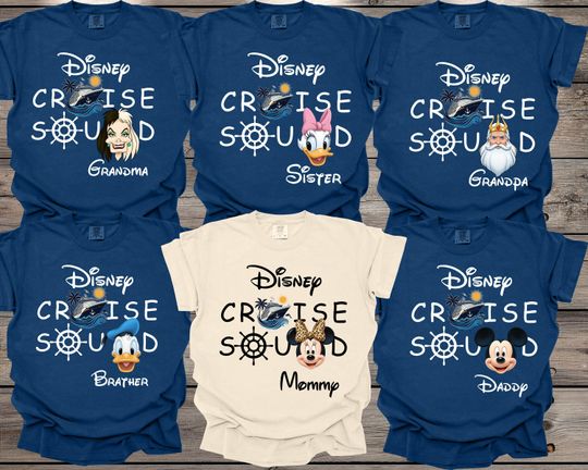Discover Disney Cruise Squad 2026 Shirt, 2026 Disney Character Cruise Family Matching Shirts, Adults Disney Cruise with Custom Names Shirts