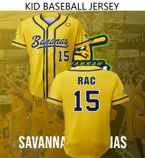 Discover New Savannah Bananas #15 Rac Gift For Fans Children Baseball Jersey