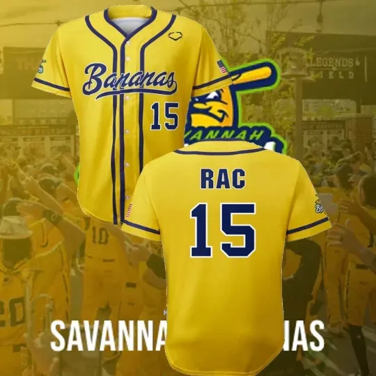 Discover New Savannah Bananas #15 Rac Gift For Fans S-6XL Baseball Jersey SS2092