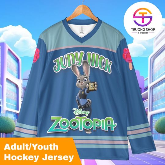 Discover Custom Judy Hopps Hockey Jersey  Personalized Zootopia Disney Team Shirt, Anime-Style Game Jersey & Matching Outfit