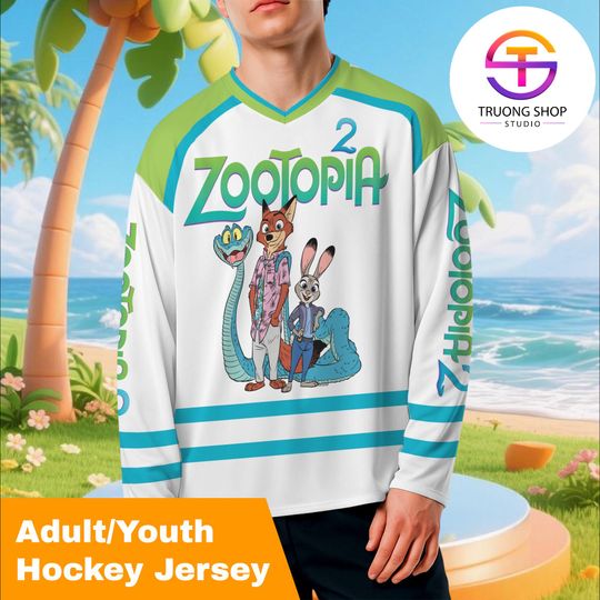 Discover Custom Zootopia 2 Hockey Jersey, Personalized Judy Hopps & Nick Wilde Hockey Shirt, Matching Family Disney Hockey Outfit, Custom Anime Team
