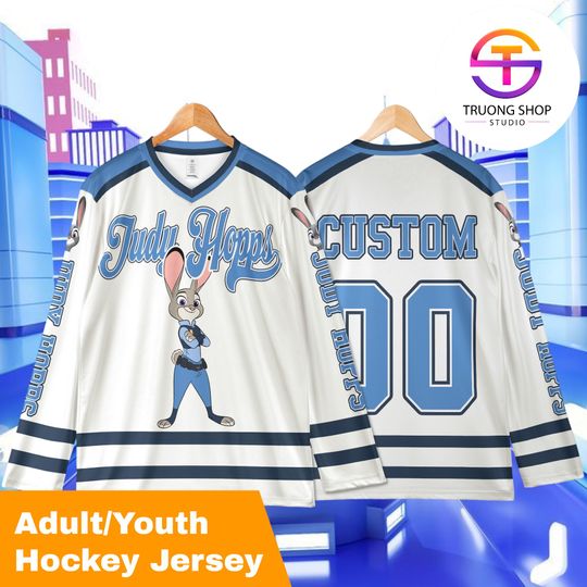 Discover Custom Judy Hopps Hockey Jersey  Personalized Zootopia Disney Shirt, Anime-Style Game Jersey & Matching Team Outfit