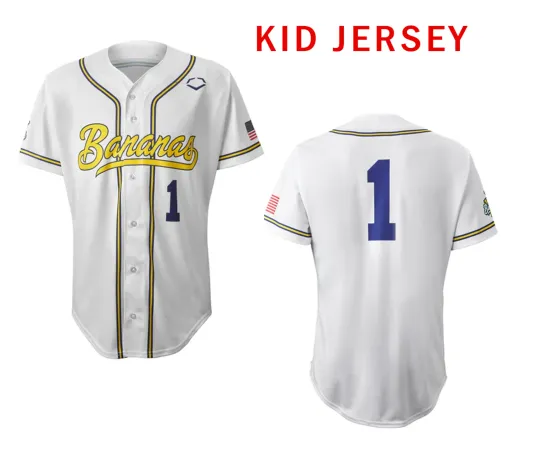 Discover Youth Savannah Bananas #1 Jersey Baseball Jersey Adults Kids Shirt Youth