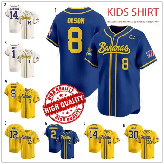 Discover Collection CUSTOM Savannah Bananas Baseball Jersey AOP Adults Kids Youth