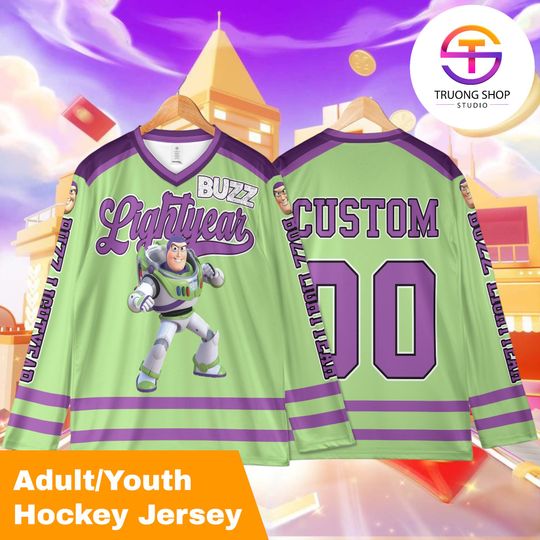 Discover Custom Buzz Lightyear Hockey Jersey  Personalized Toy Story Disney Sports Shirt, Matching Family Game Day Outfit