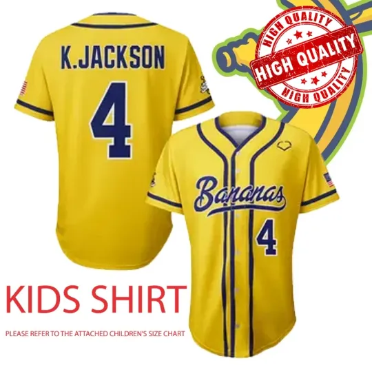 Discover Savannah Bananas #4 Jackson Baseball Jersey 3D AOP Fans Adults Kids Youth