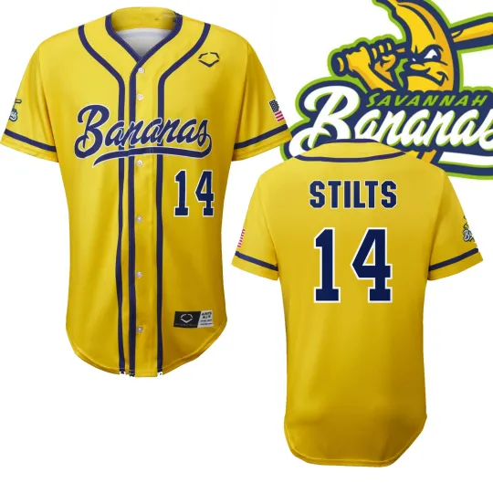 Savannah Bananas #14 Stilts Baseball Jersey Team AOP 3D Shirt Black