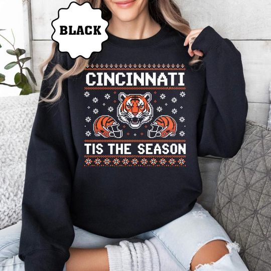 Discover Cincinnati Football Mascot Pixel Style Ugly Pattern Christmas Sweatshirt, Cincy Sports Retro Hoodie, Game Day Sweater, Xmas Gifts