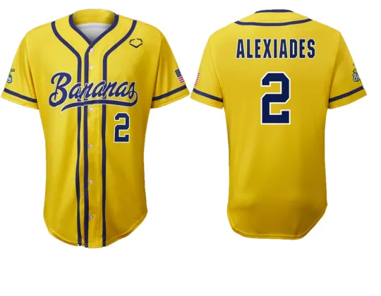 Savannah Bananas Reese Alexiades #2 Baseball Jersey Yellow t shirt
