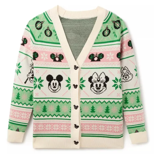 Disney Women's Cardigan Sweater Mickey Mouse & Friends Holiday Top Minnie Parks