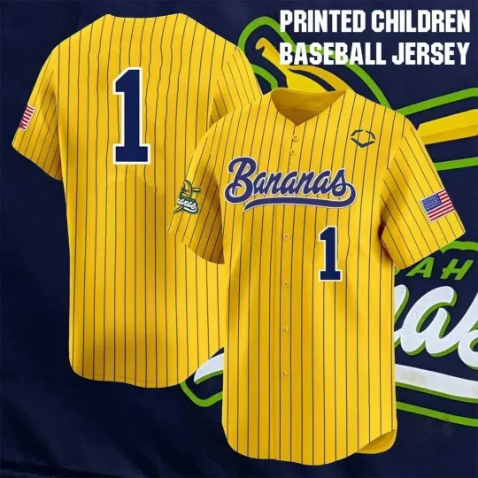 Discover Savannah Bananas #1 Christmas Gift Children Baseball Jersey