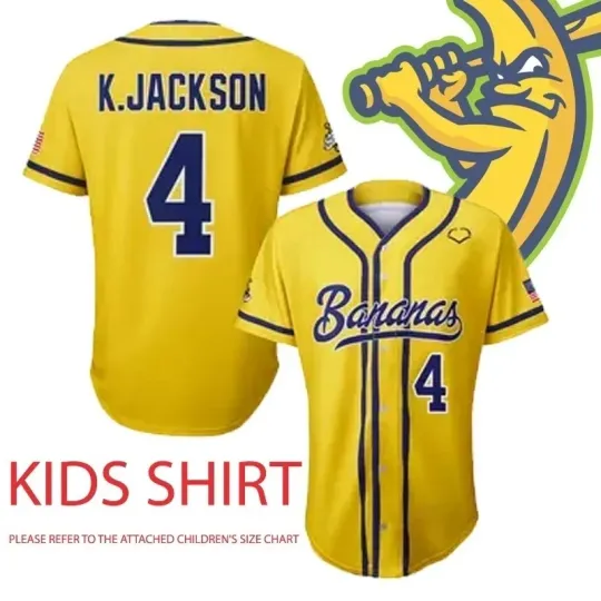 New Popular Savannah Bananas #4 Jackson Baseball Jersey Kid Men  TK440