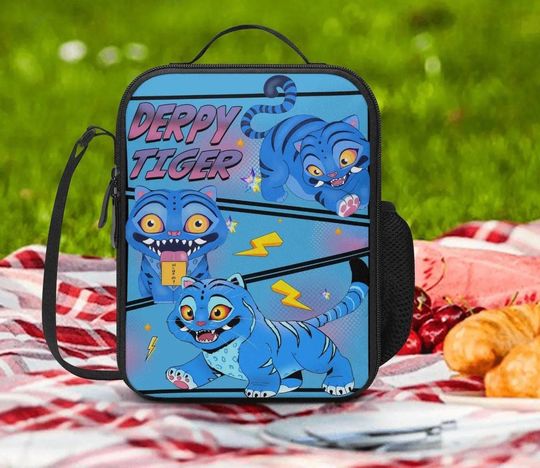 Discover Derpy Tiger Demon Hunters Personalized Lunch Box Bag, Kpop Demon Hunters Custom Lunch Bag, Demon Hunters Quality Keep Warm/Cold Lunch Bag